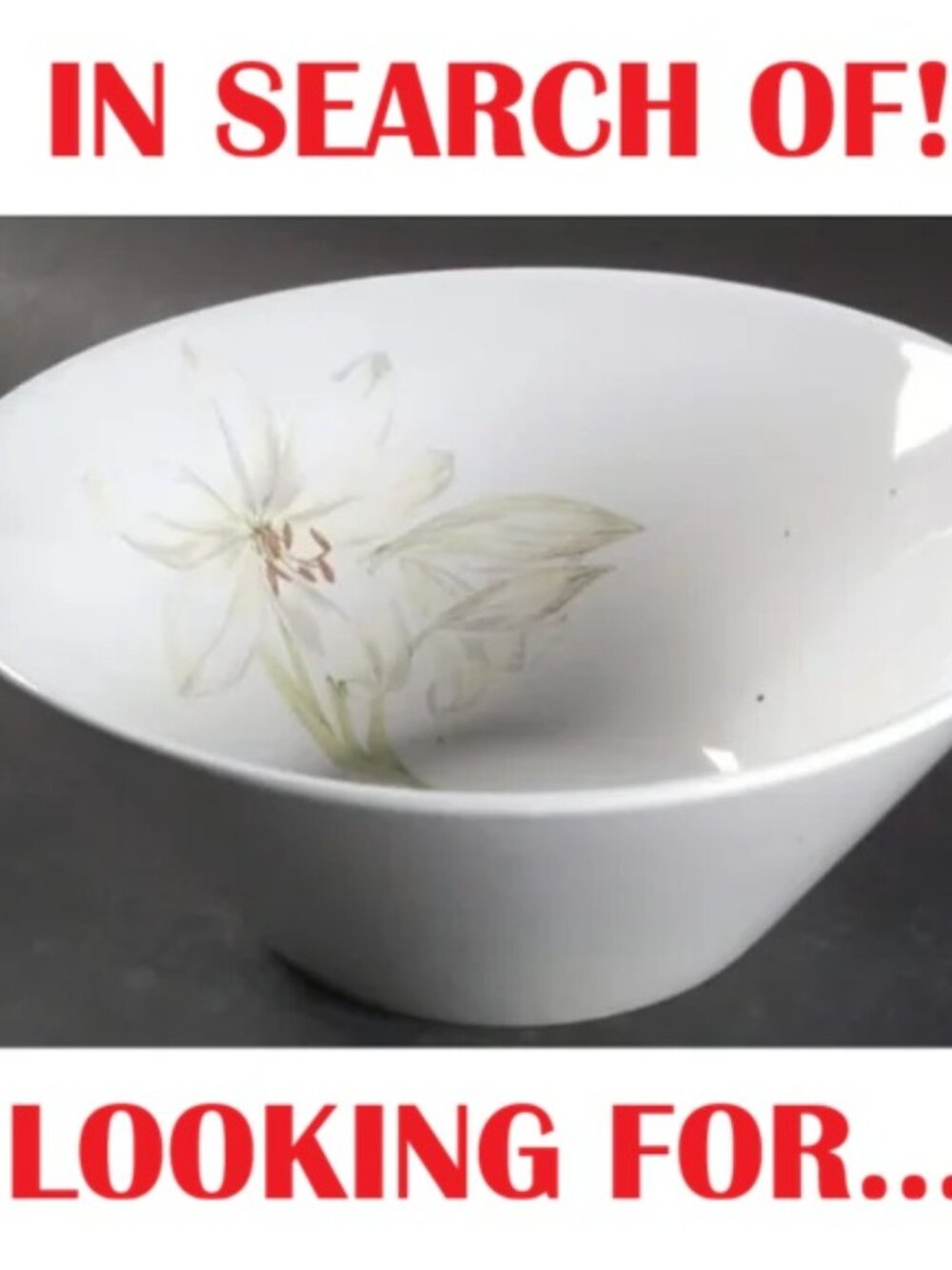 ISO Corelle White Flower Round Vegetable Bowl